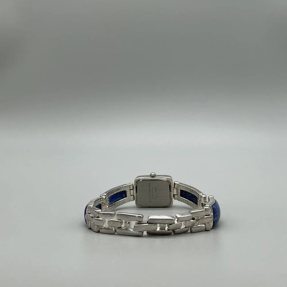 Gem Time Womens Watch 19mm MOP Dial Silver Tone Lapis Bracelet New Battery 7